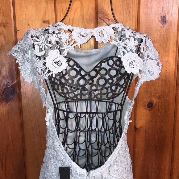 Lulus Hidden Talent Backless Light Blue Lace Dress NWT size XS mini dress - Picture 12 of 16